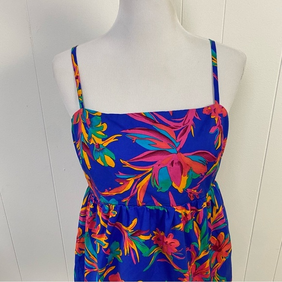 J. Crew Women’s SIZE 12 Tie Back Strappy Top Brilliant Blue Fushia Cotton - Picture 4 of 16